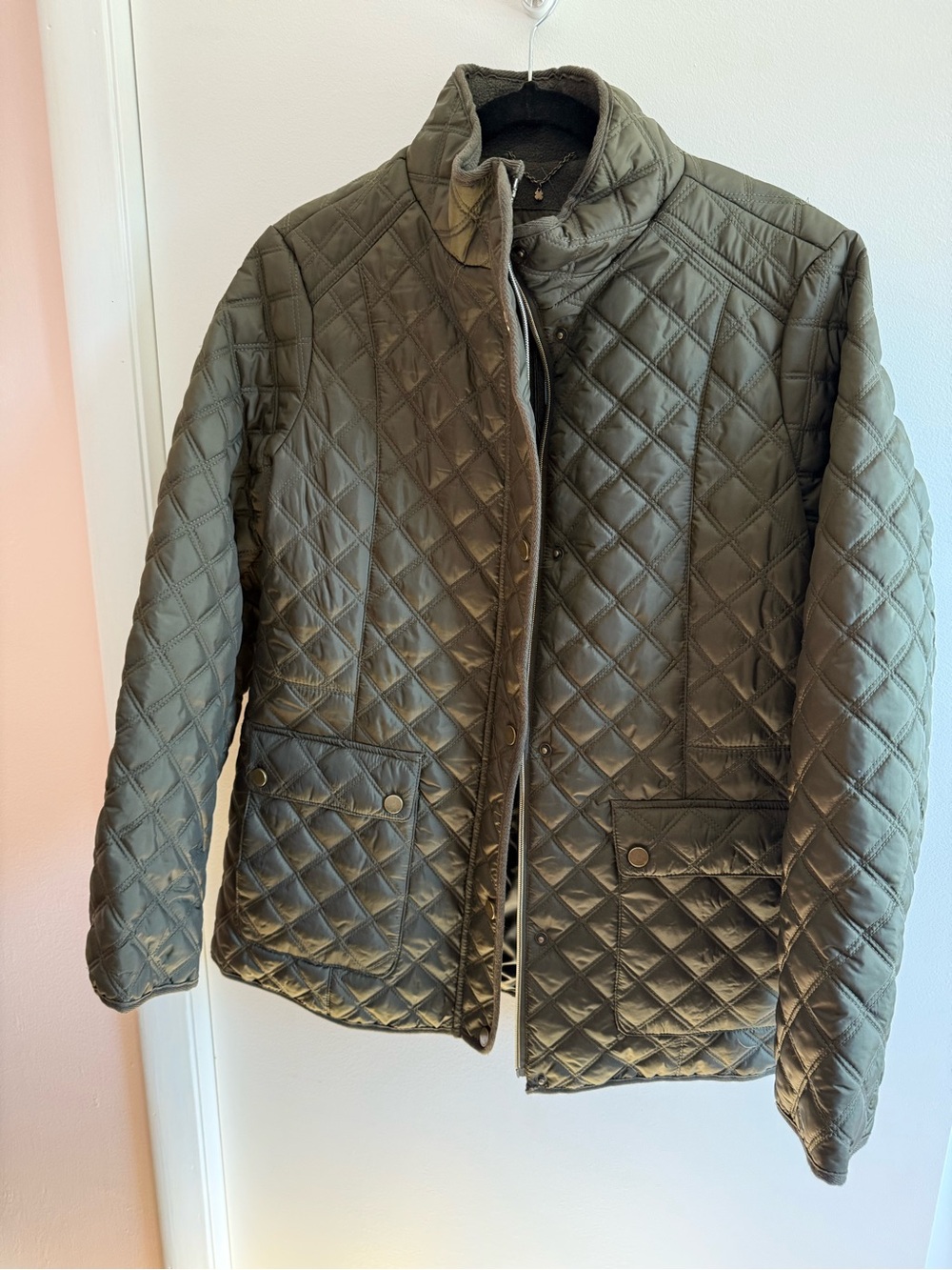 Lucky Brand Quilted Olive Green Lightweight Jacket - Picture 4 of 5